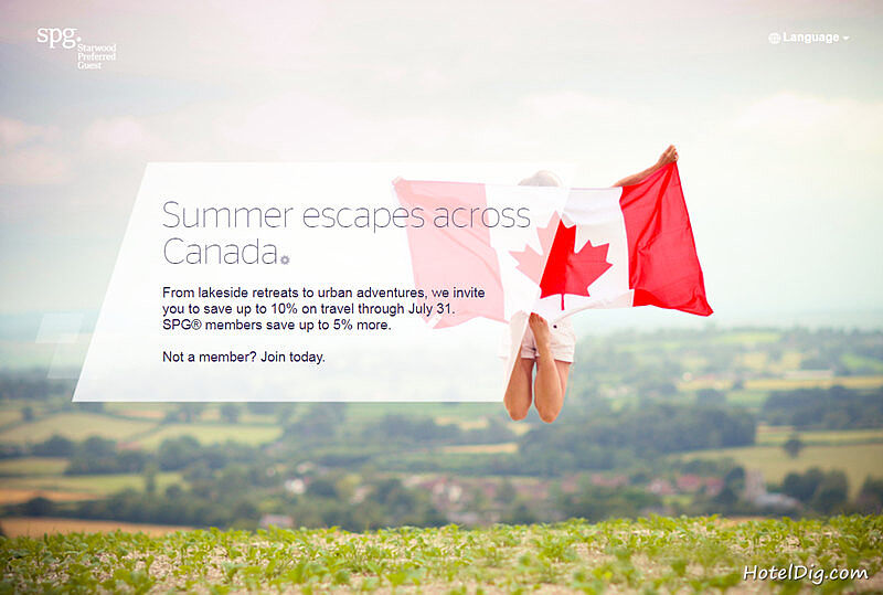 Starwood喜达屋优惠活动：SPG加拿大Summer Escapes，订房享85折优惠（2018/7/31前）