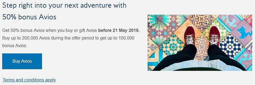 英航里程促销：通过官网购买 Avios 里程享额外 50% 奖励优惠（2019-5-21 前）