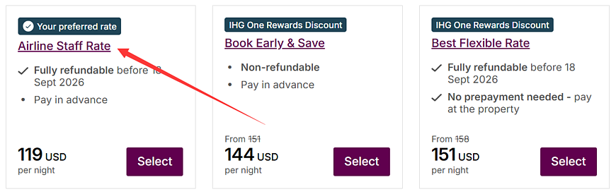 IHG Airline Employee Rate: 35% Discount and Booking Rules IHG Airline Employee Rate: 35% Discount and Booking Rules